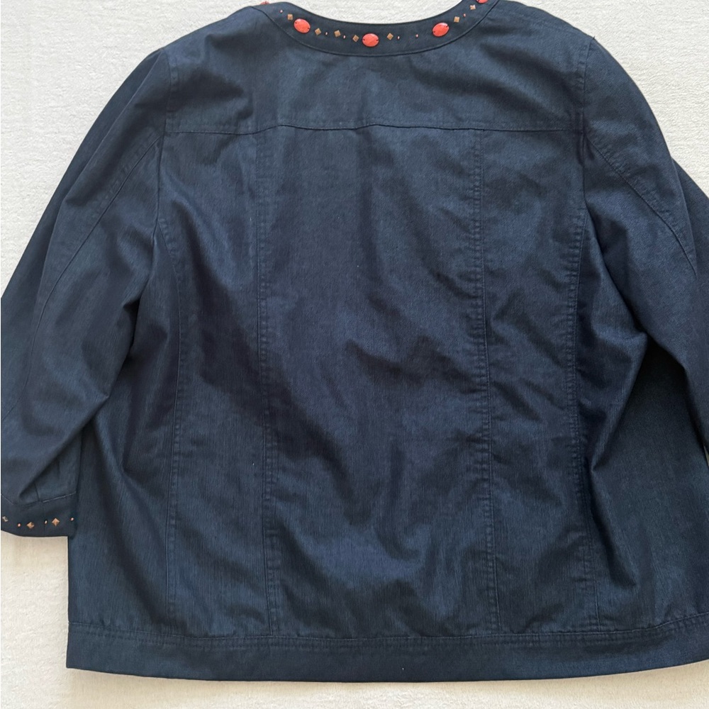 Alfred Dunner Embellished Denim Jacket Size 18 3/4 Sleeves - Picture 12 of 14